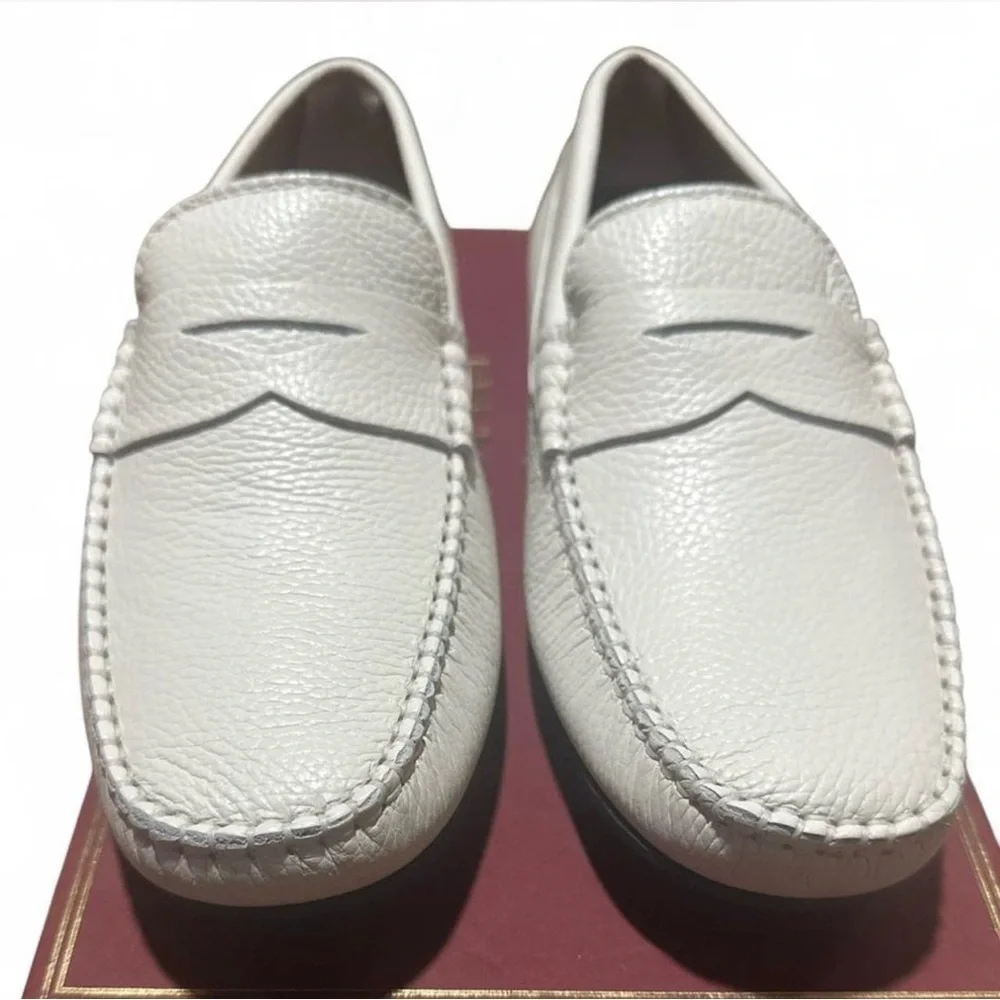 Bruno Magli Off-White Pebble Leather Driver Loafers Size EU 43/ US Men’s 10